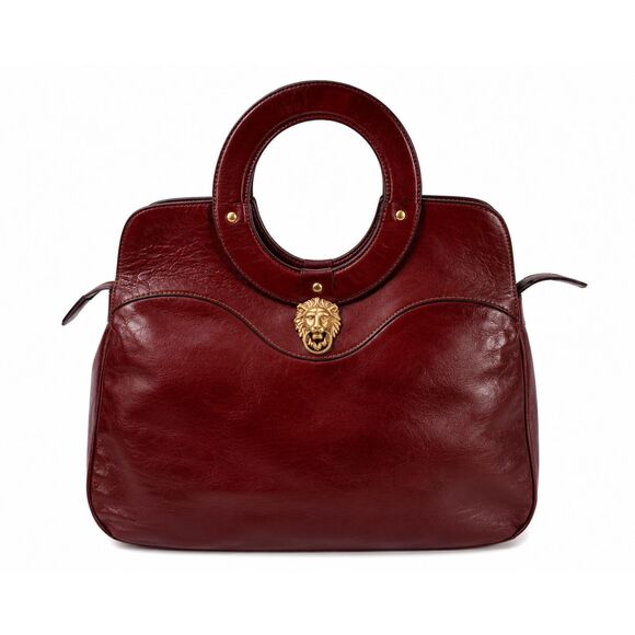 Etienne Aigner Handbags - Etienne Aigner Oxblood Leather Lion Head Satchel Bag Vintage 60s 70s Avant Garde